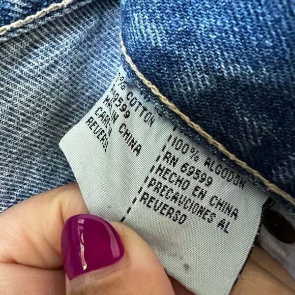 Vintage Anti-Basic Jeans Blue Solid Cotton Button & Zip Fly Long Denim Short Siz - Picture 11 of 14